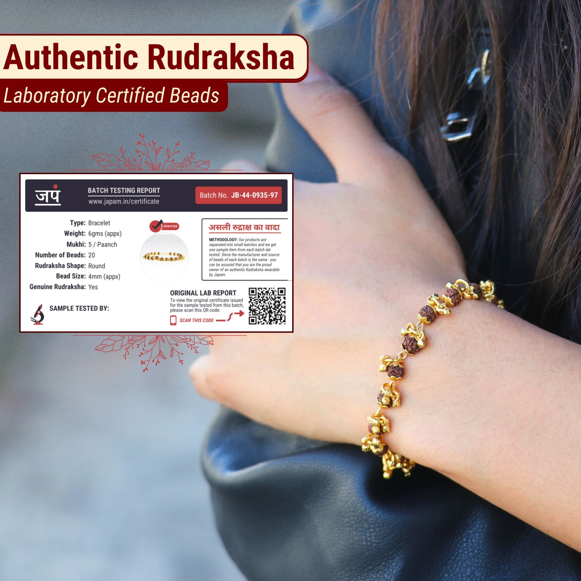 Gold Plated Elemental Rudraksha Bracelet For Women - Image 5