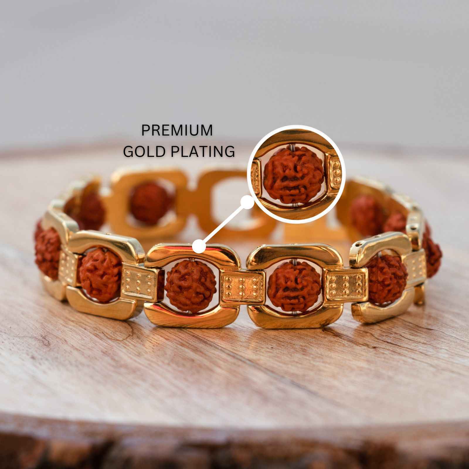 Gold Plated Essential Rudraksha Bracelet - Image 3