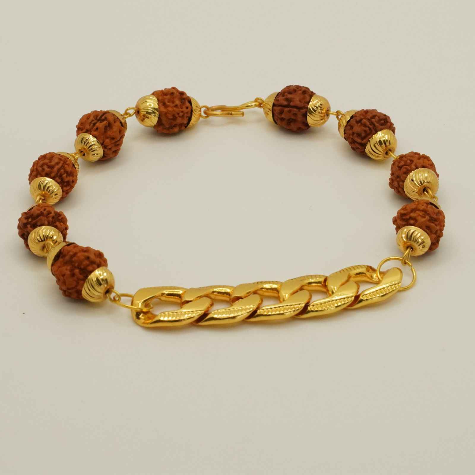 Gold Plated Links Rudraksha Bracelet For Men - Image 5