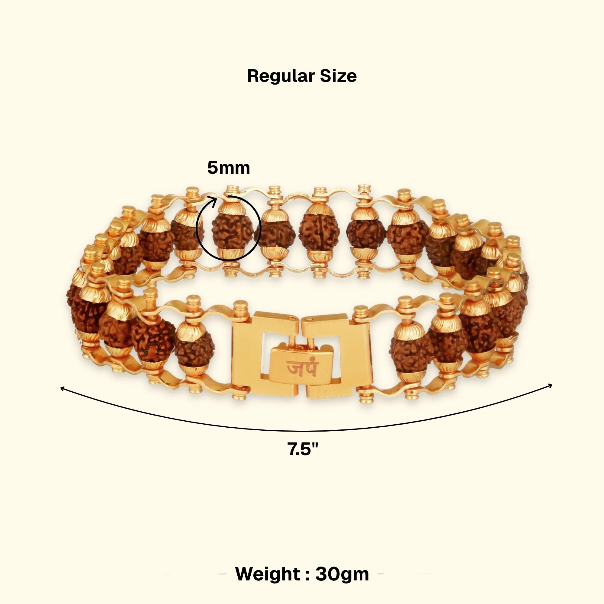 Gold Plated Modern Rudraksha Bracelet - Image 4