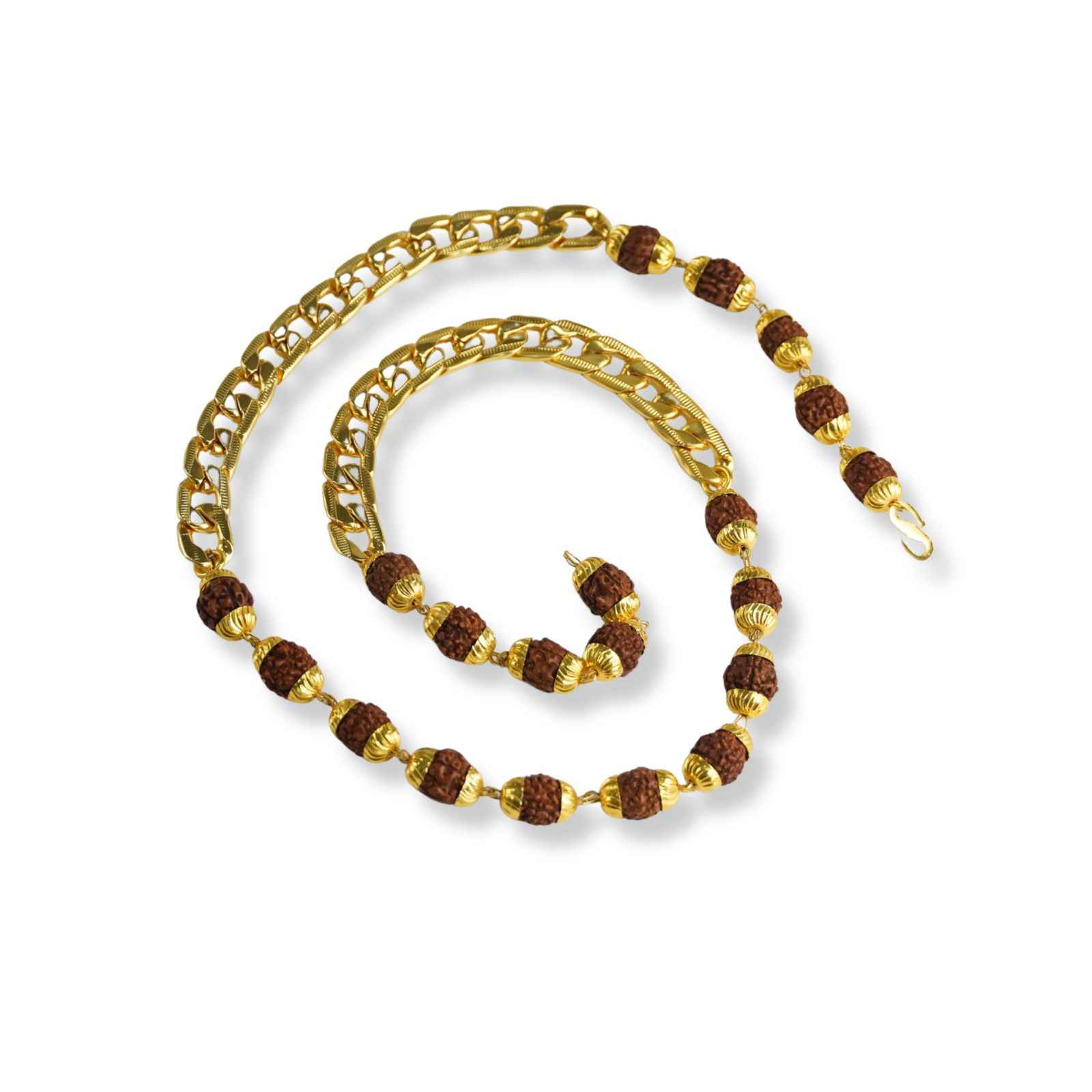 Gold Plated Rudraksha Links Necklace For Men - Image 4